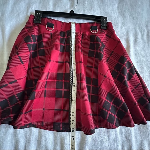 Hot Topic Skirt Womens Medium Plaid Zip Front D-Ring Skater Grunge Goth Punk - Picture 3 of 10